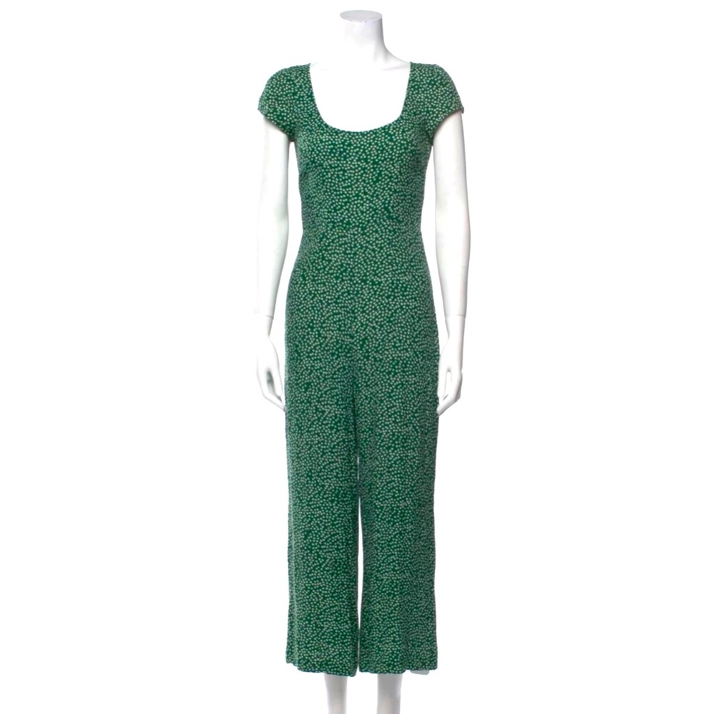 Reformation Green Floral Jumpsuit